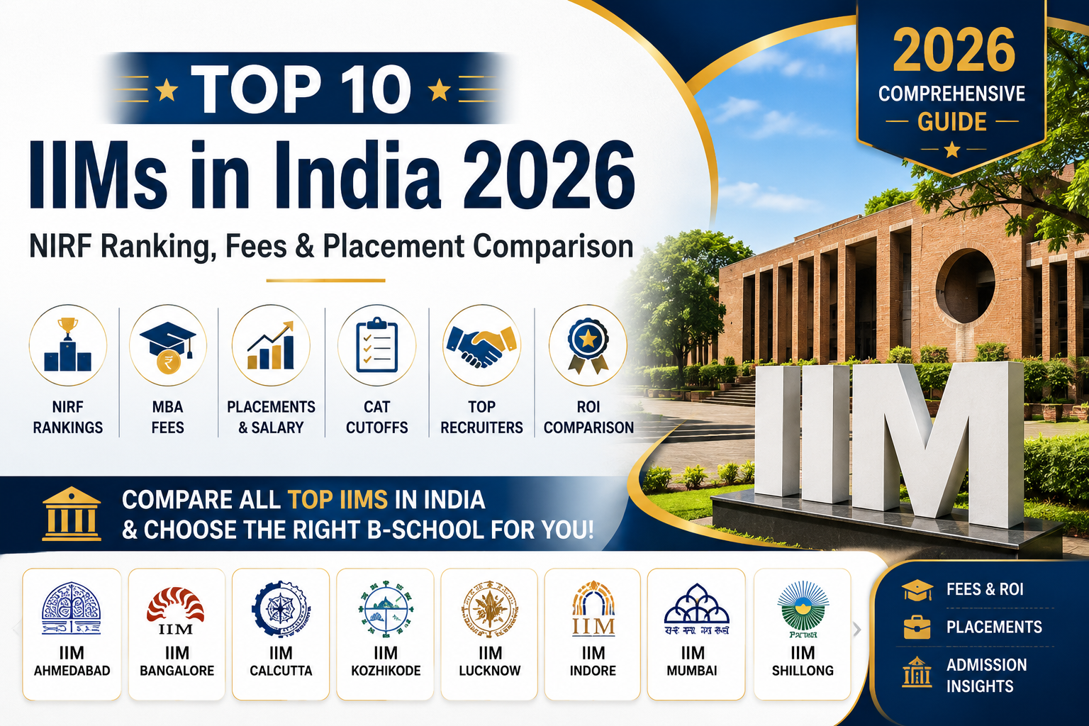 Top 10 IIMs in India 2026 — NIRF Ranking, Fees & Placement Comparison